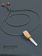 Sagittarius Zodiac Necklace, Clear Quartz Crystal Pendant, Leather Cord Astrology Jewelry