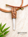 Sagittarius Zodiac Necklace, Clear Quartz Crystal Pendant, Leather Cord Astrology Jewelry