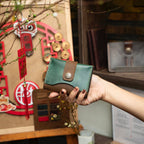 Two Tone Leather Wallet for Women – Handmade Green & Brown Cowhide Wallet
