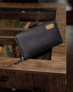Handmade Men’s Long Leather Wallet with Free Name Engraving
