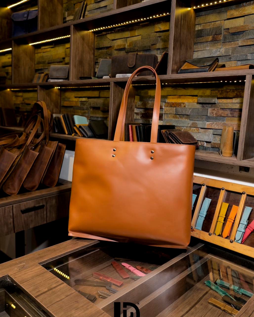 Minimalist Large Leather Tote – Handmade Cowhide Laptop Shoulder Bag