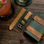 Handmade Two Tone Leather Watch Strap