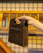 Vintage Waxed Leather Handbag – Handmade Structured Top Handle Bag