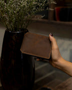 Handmade Brown Leather Wallet – Minimalist Cowhide Card Holder
