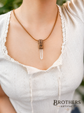 Handgemachte Horusauge Halskette, Klarquarz Kristallanhänger, Ägyptisches Symbol Leder Schmuck
