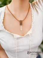 Handgemachte Horusauge Halskette, Klarquarz Kristallanhänger, Ägyptisches Symbol Leder Schmuck