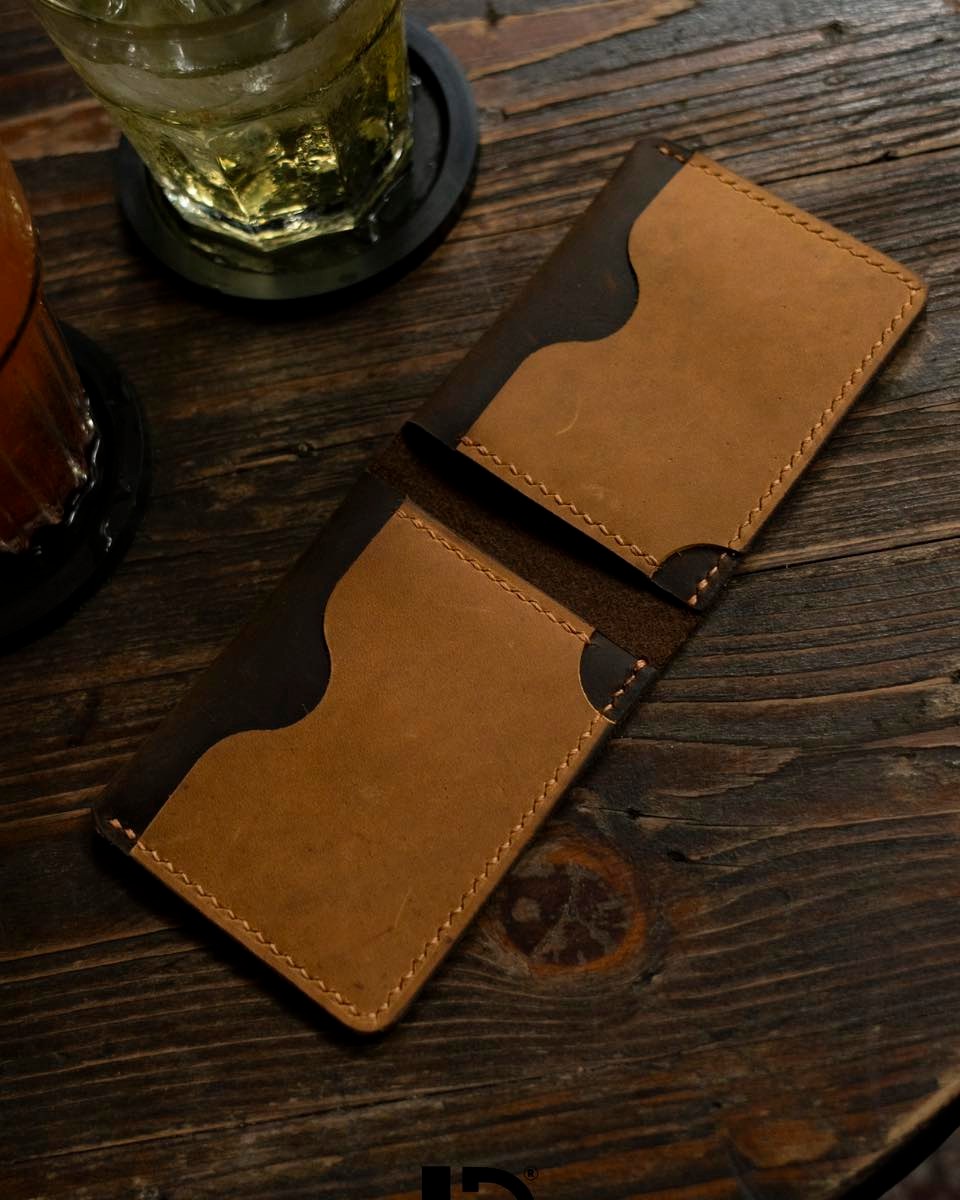Handmade Mini Leather Wallet – Minimalist Cowhide Bifold Card Holder