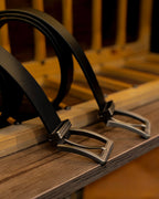 Classic Buffalo Leather Belt – Handmade Black Leather Belt with Matte Gray Buckle