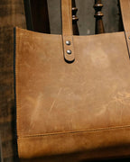 Vintage Leather Tote Bag – Handmade Genuine Cowhide Shoulder Bag
