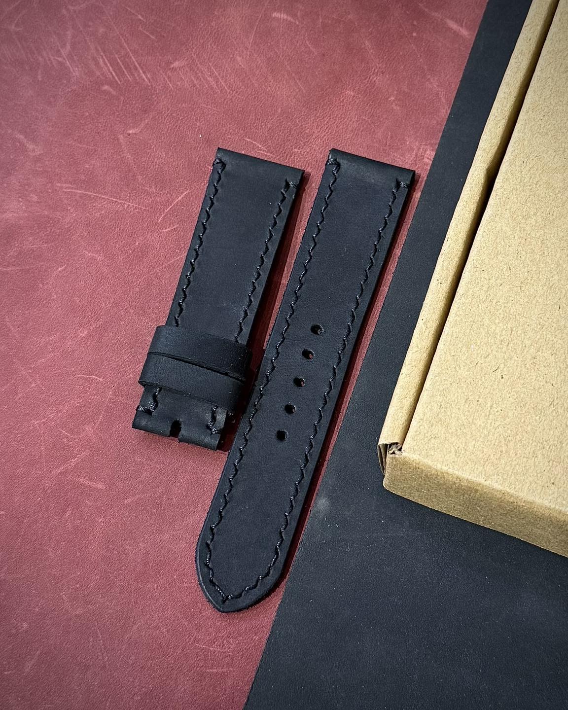 Classic All-Black Leather Watch Strap