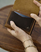 Unisex Handmade Leather Snap Wallet – Personalized Minimalist Cowhide Wallet