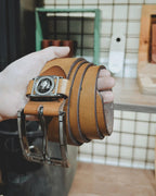 Vintage Cowhide Leather Belt – Handmade Full Grain Belt for Men