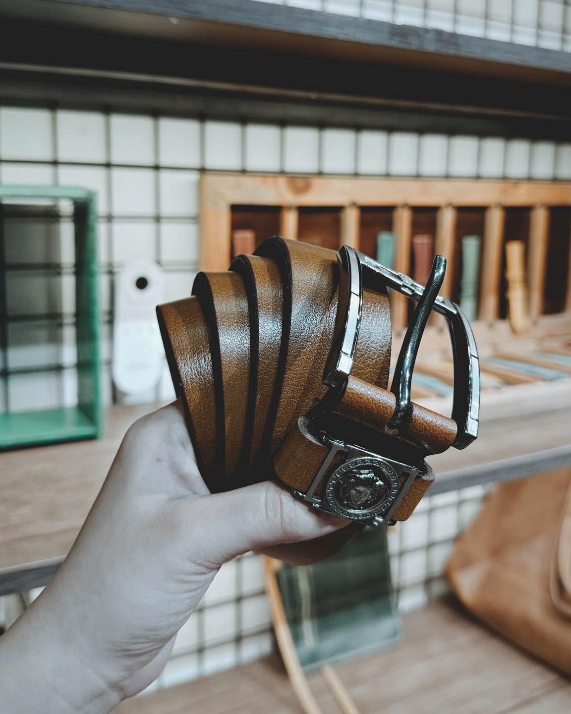 Vintage Cowhide Leather Belt – Handmade Full Grain Belt for Men