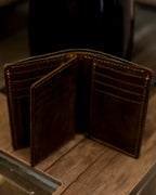 Vintage Waxed Leather Bifold Wallet – Handmade Genuine Cowhide Wallet