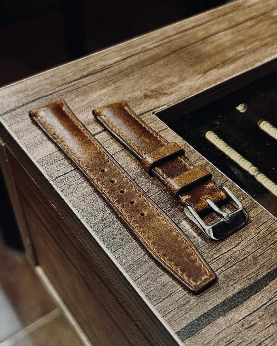 Vintage Brown Leather Watch Strap, Handmade Cow Leather Watch Band, Rustic Retro Style