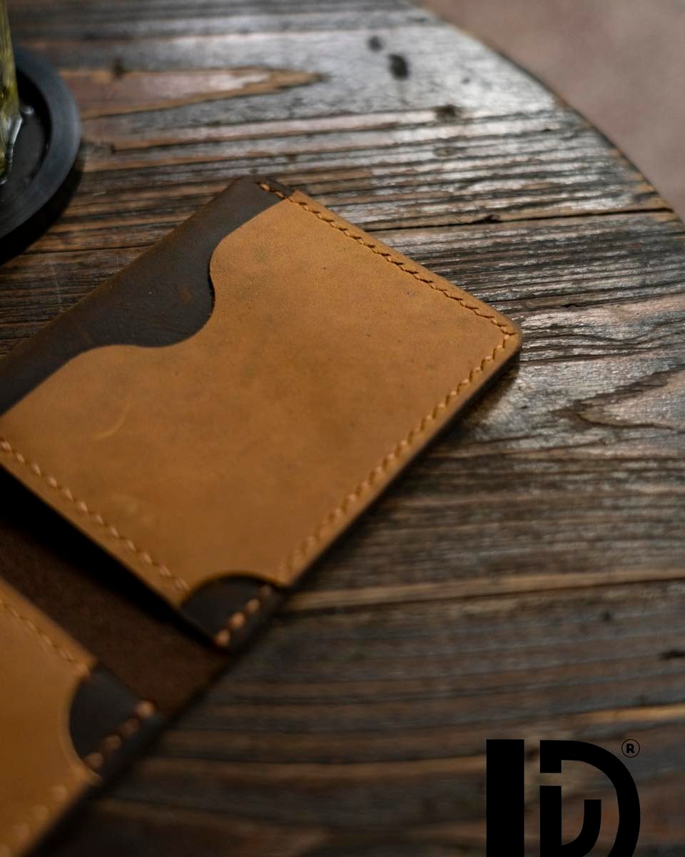 Handmade Mini Leather Wallet – Minimalist Cowhide Bifold Card Holder