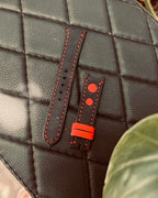 Handmade Black Red Leather Watch Strap