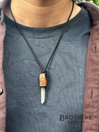 Handmade Virgo Zodiac Necklace, Clear Quartz Crystal Pendant, Leather Cord Astrology Jewelry