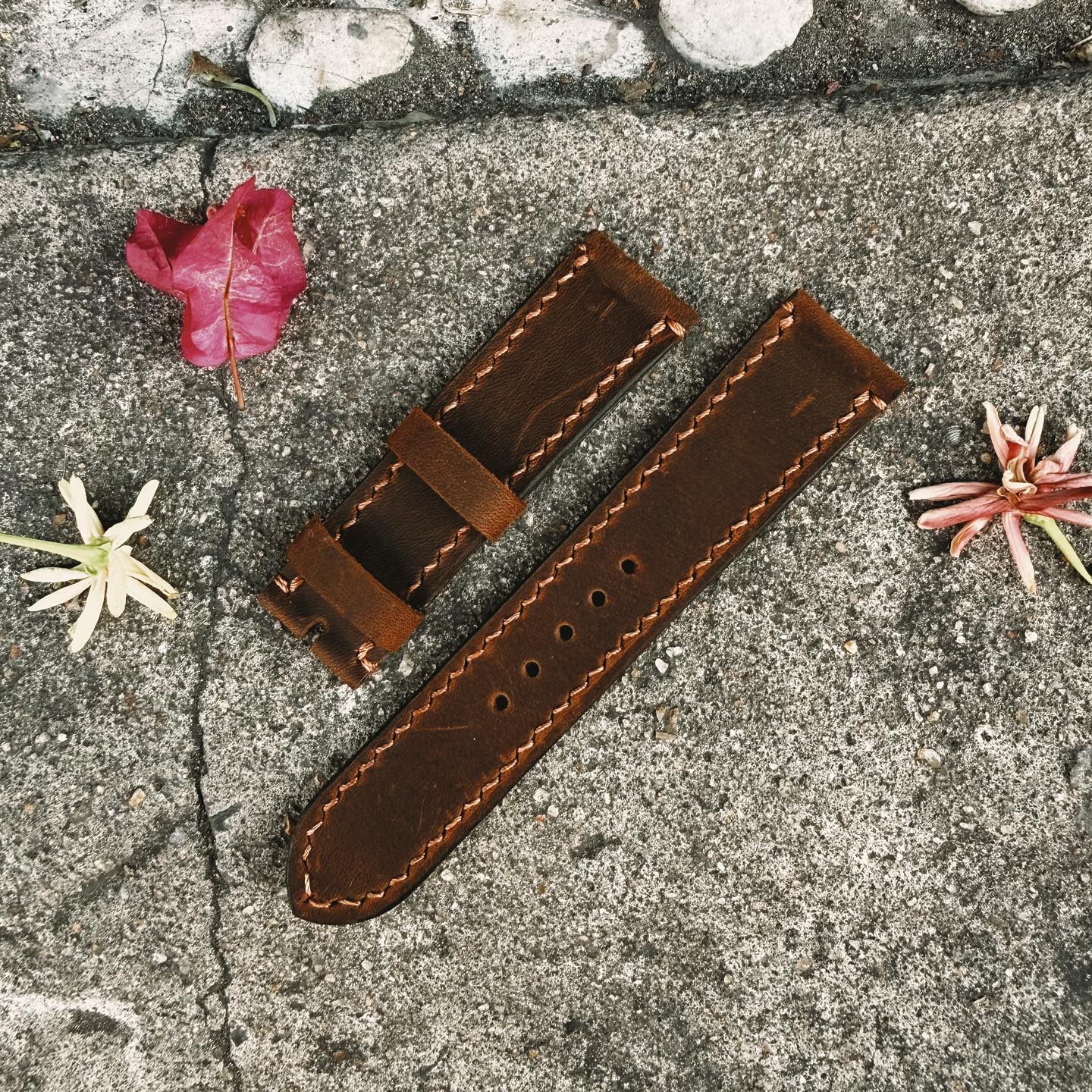 Handmade Italian Waxed Leather Watch Strap