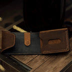 Two Tone Leather Wallet – Handmade Cowhide & Goatskin Wallet