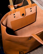 Minimalist Large Leather Tote – Handmade Cowhide Laptop Shoulder Bag