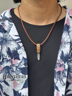 Peace Necklace, Clear Quartz Crystal Pendant, Healing Jewelry, Boho Leather Necklace