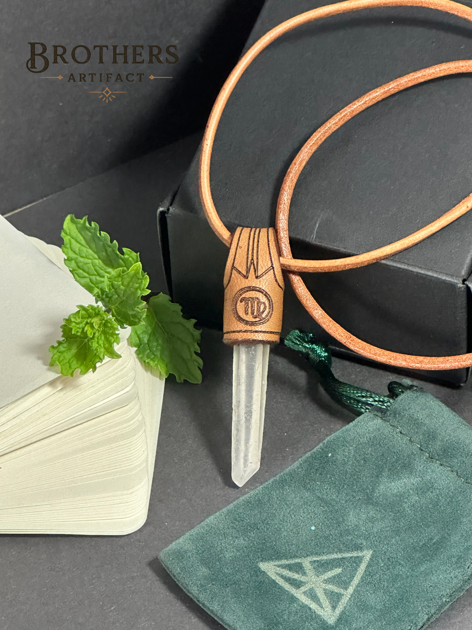 Handmade Virgo Zodiac Necklace, Clear Quartz Crystal Pendant, Leather Cord Astrology Jewelry