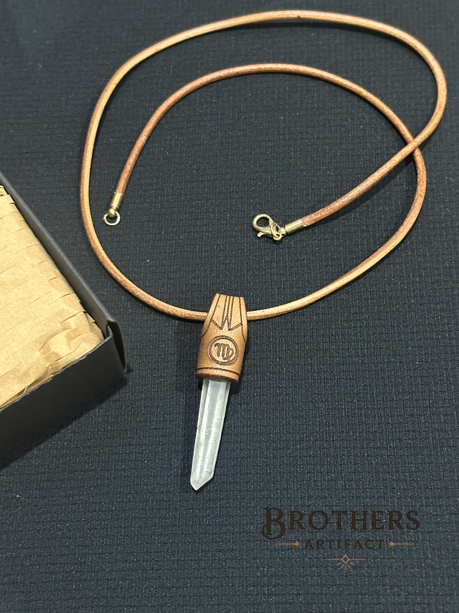 Handmade Virgo Zodiac Necklace, Clear Quartz Crystal Pendant, Leather Cord Astrology Jewelry