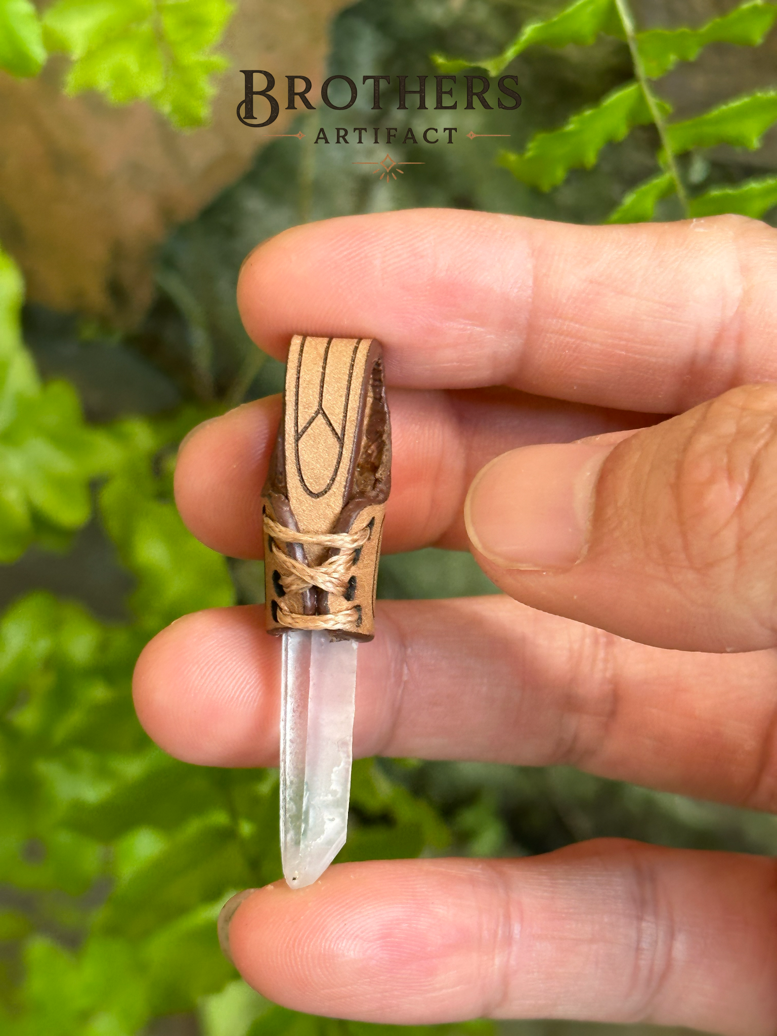 Peace Necklace, Clear Quartz Crystal Pendant, Healing Jewelry, Boho Leather Necklace