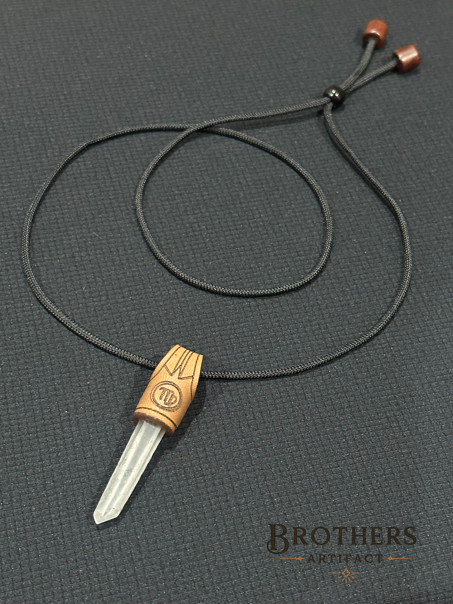 Handmade Virgo Zodiac Necklace, Clear Quartz Crystal Pendant, Leather Cord Astrology Jewelry